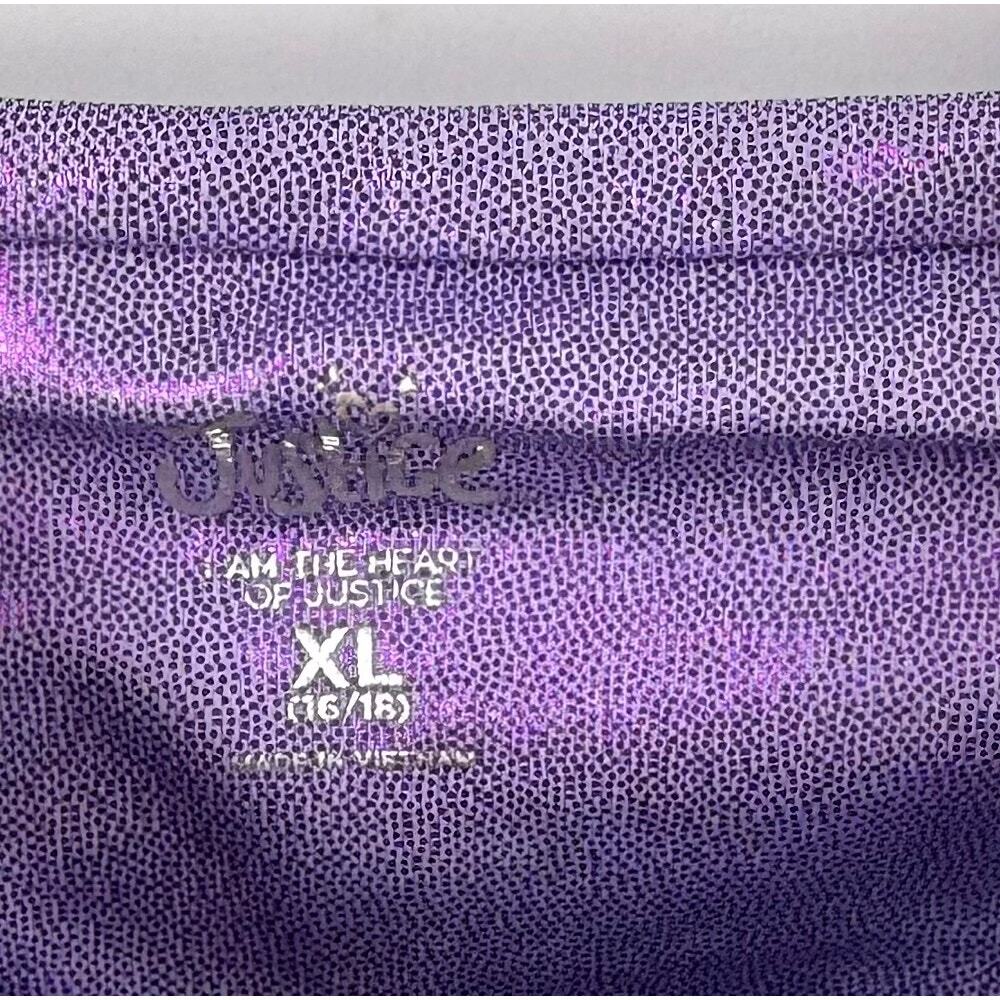 Justice Girls Biker Shorts Size XL (16) Purple Green Iridescent Stretch - Picture 4 of 4